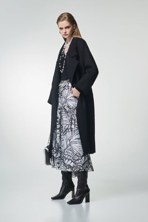 Butterfly Motif Knit Contrast Dress,Office Looks