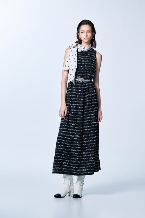 Contrast Fray Trim Maxi Dress With Polka Dot Scarf,Maxi dresses