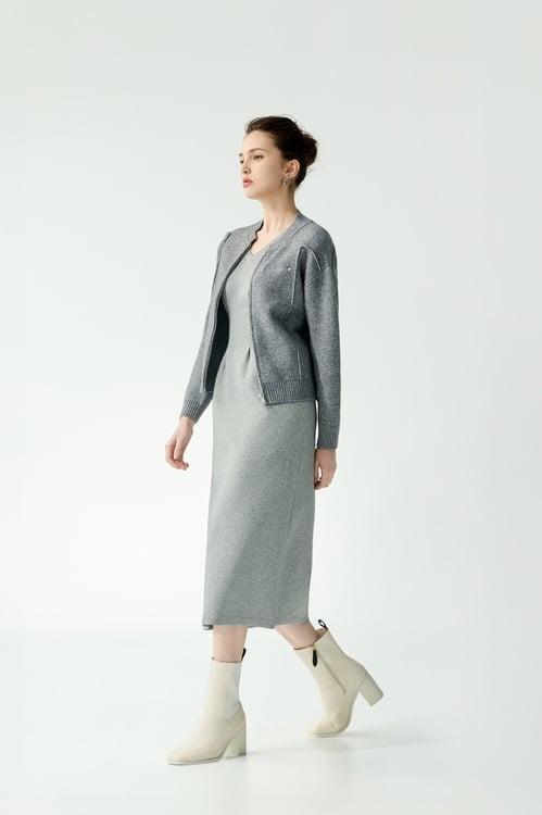 V-neck Grey Sleeveless Maxi Dress,dresses,Dresses