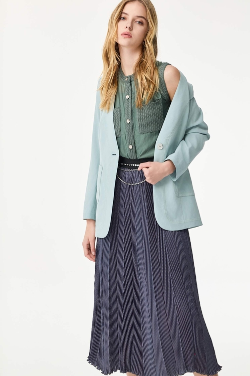 Button Front Rib Trim Detail Vest,Knitted tops