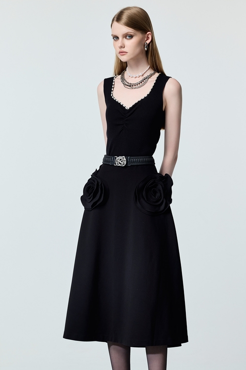 Heart Shape Pearl Detail Knit Vest,Black tops,black tops