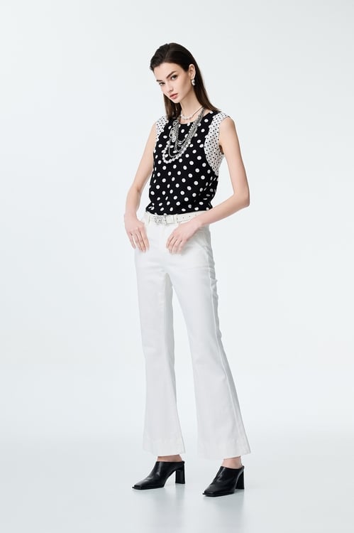 Contrast Polka Dot Vest,dotcollection