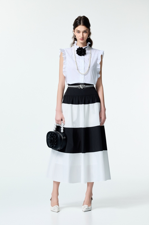 Ruffle Vest With Detachable Rose Brooch,Back To Classic