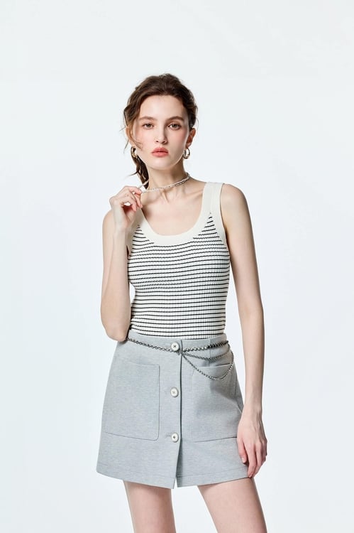 Stripe Knit Tank Top,Knitted tops