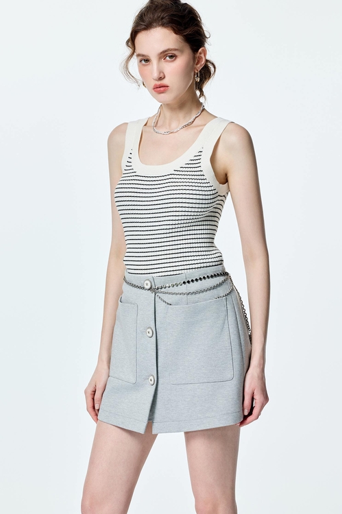 Stripe Knit Tank Top,Knitted tops