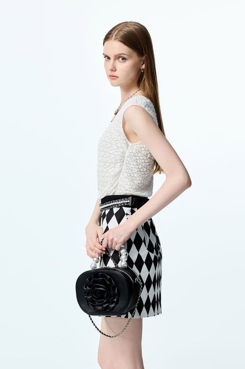 Stretchable Lace With Embroidery Heart Logo Vest,Lace