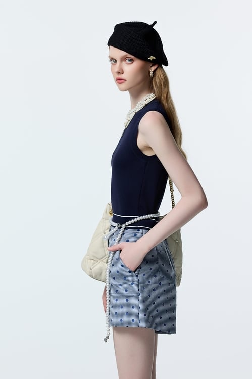 R Logo Navy Knit Top,Knitted tops