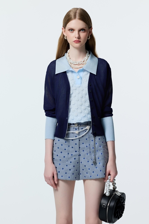 3-D Dotted Collar Vest,dotcollection