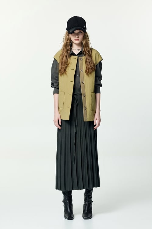 Quilted Patch Pocket Vest,waistcoat