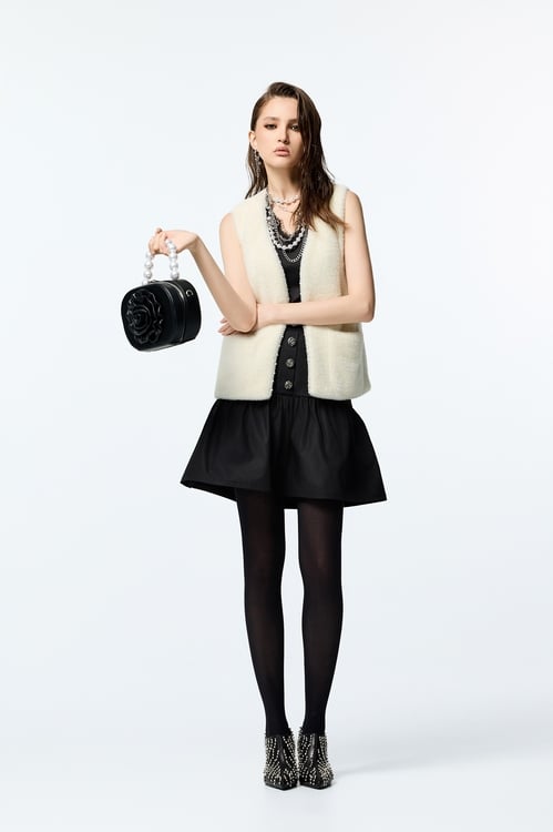 V-neck Fleece Vest,White tops,White tops