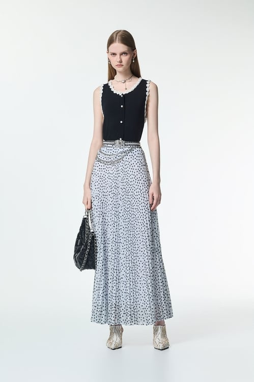 Contrast Floral Detail Knit Vest,bestselling