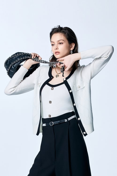 Contrast Detail Knit Tank Top,Season (SS) Look