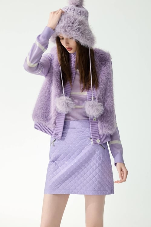 Lavender Faux Fur Vest,Outerwear