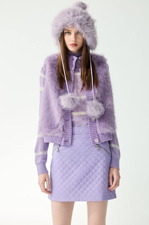 Lavender Faux Fur Vest,Outerwear