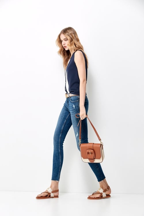 Navy Vest With Front Contrast Detail,Tops