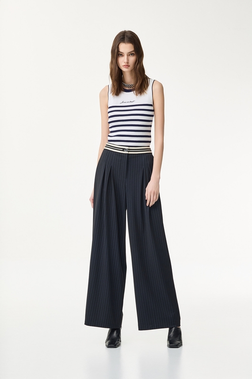 Navy Stripe Knit Tank Top,Knitted tops