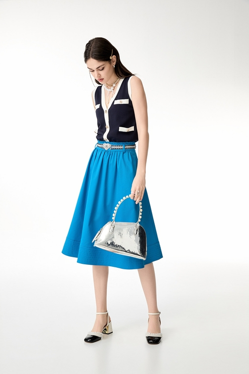 Contrast Trim Midnight Blue Knit Vest,Knitted tops