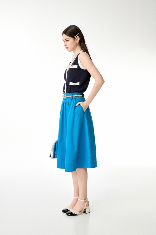 Contrast Trim Midnight Blue Knit Vest,Knitted tops