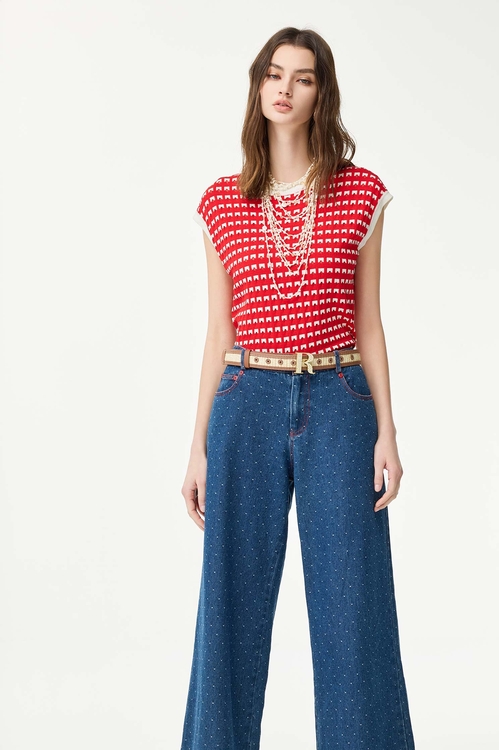 Distress Detail Knit Vest,Knitted tops