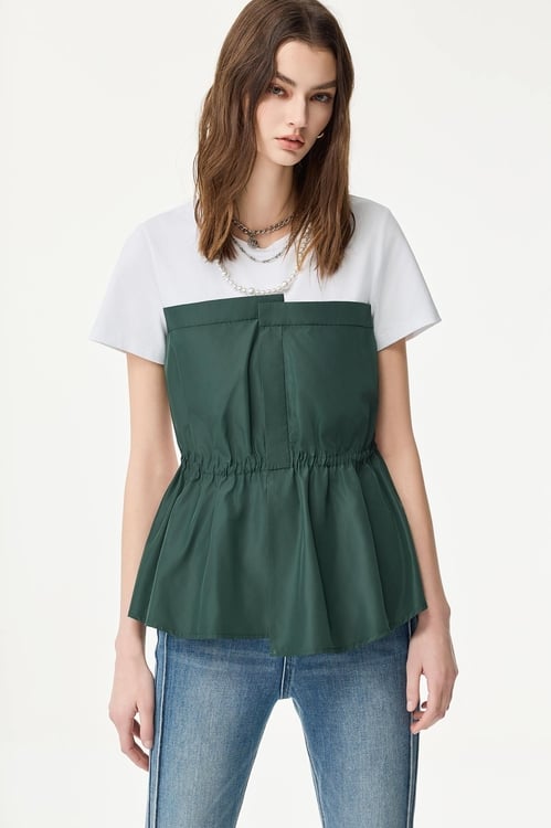 Contrast Colour Short Sleeve Top,Trench coats
