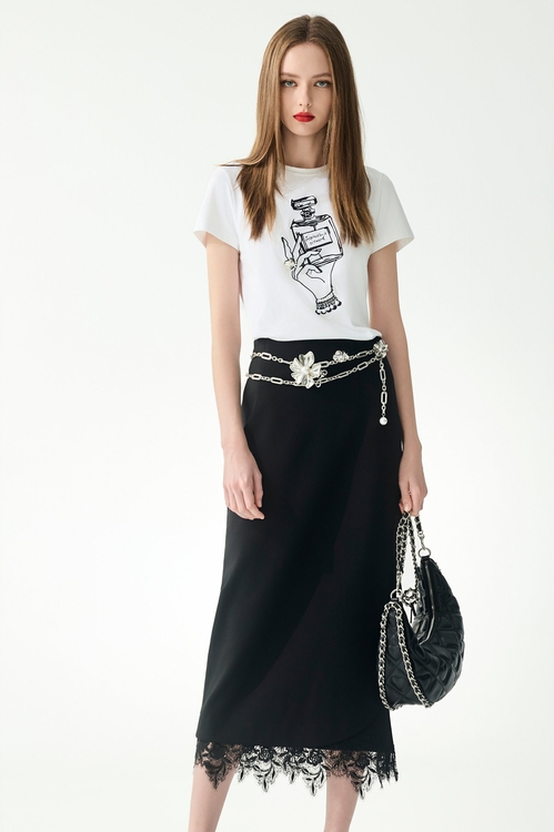 Front Embroidery Graphic Tee,White tops,White tops