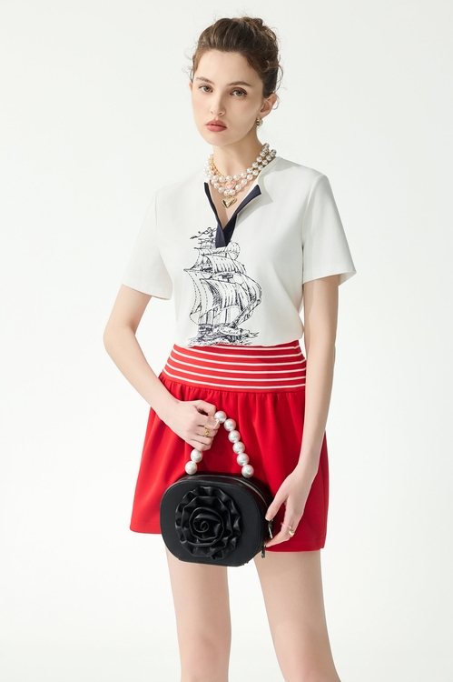 Front Graphic Short Sleeve Tee,White tops,White tops