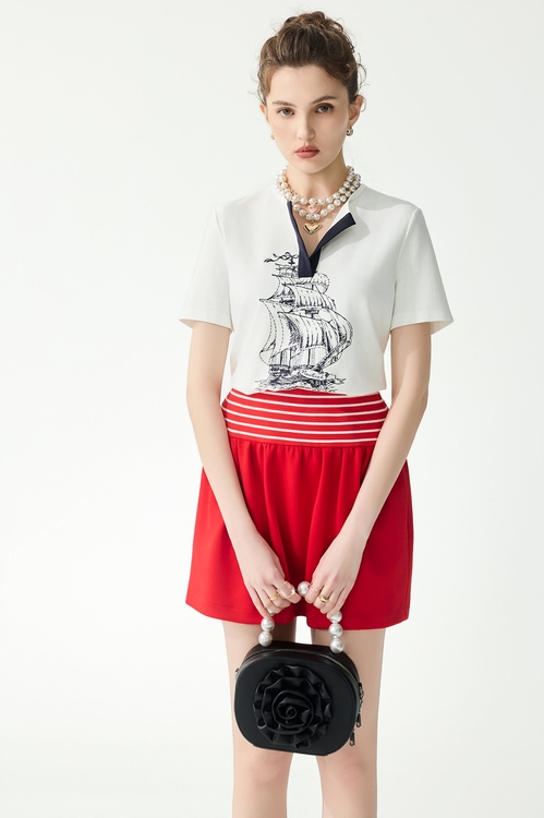 Front Graphic Short Sleeve Tee,White tops,White tops