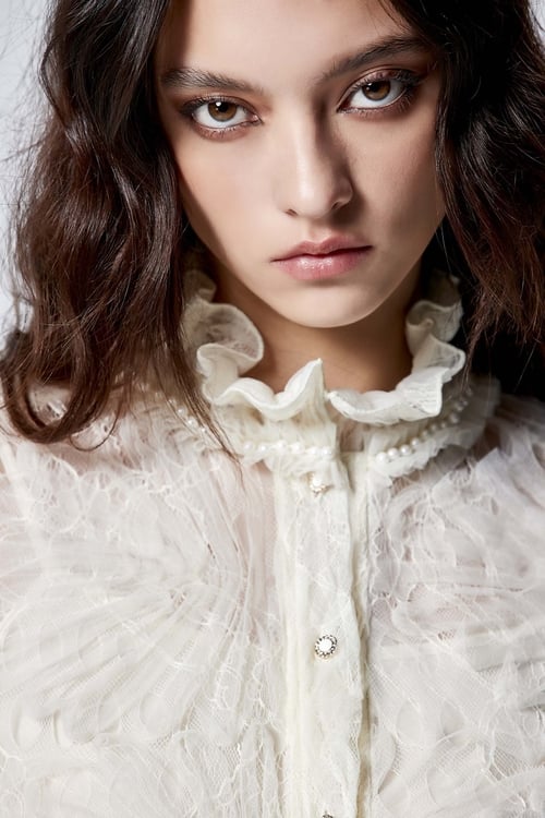 Ruffle Collar Mesh Lace Top,Blouses