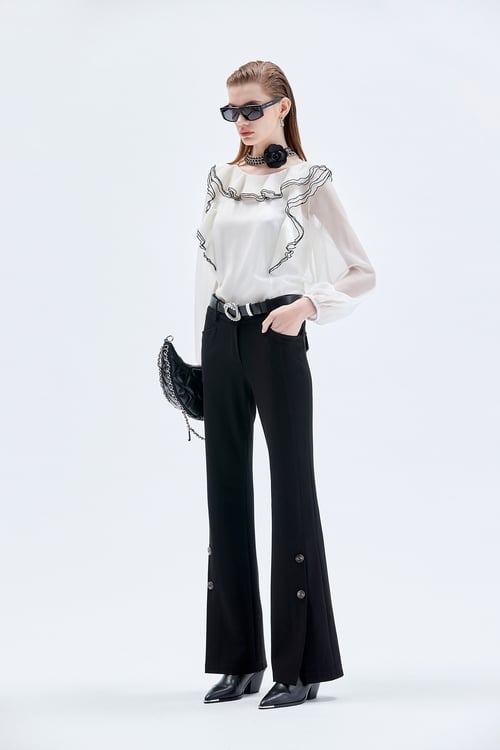 Ruffle Detail Organza Top,Tops