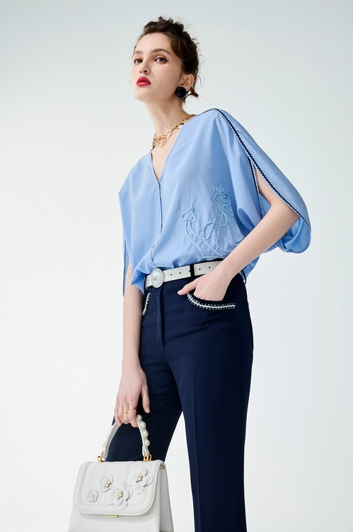 Embroidery Anchor Logo Blue Top,,Embroidery Anchor Logo Blue Top,Jackets,Embroidered,Outerwear,Season (SS) Look,White outerwear,Season (SS) Look,Mini skirts,Dresses,Season (SS) Look,Tops,Season (SS) Look