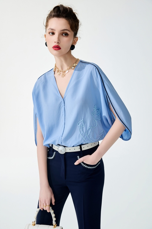 Embroidery Anchor Logo Blue Top,,Embroidery Anchor Logo Blue Top,Jackets,Embroidered,Outerwear,Season (SS) Look,White outerwear,Season (SS) Look,Mini skirts,Dresses,Season (SS) Look,Tops,Season (SS) Look