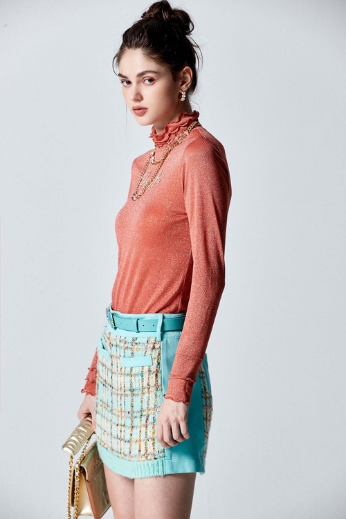 Lettuce Trim Mock Neck Long Sleeve Top,Under shirts