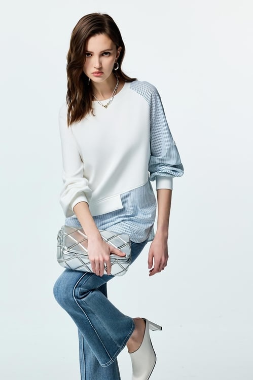 Long Sleeve Patchwork Top,Blouses