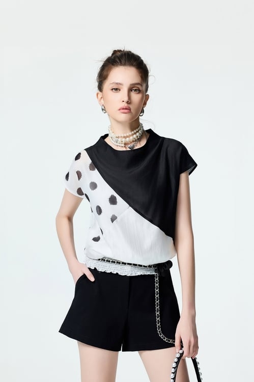 Patchwork Polka Dot Top,dotcollection