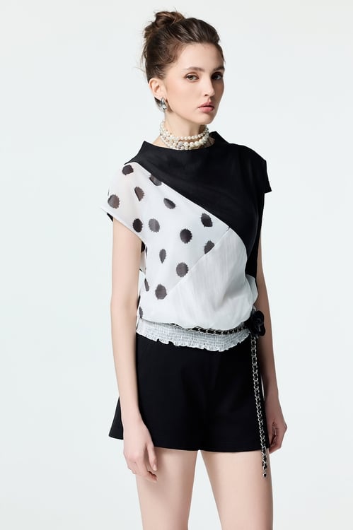 Patchwork Polka Dot Top,dotcollection