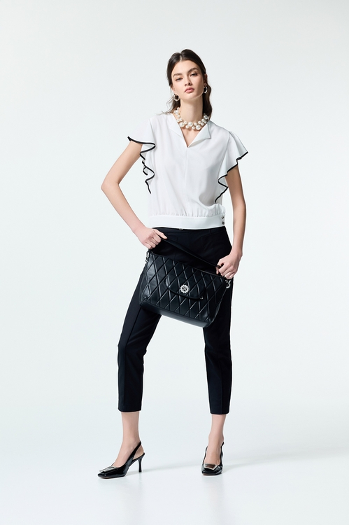 Black Trim Butterfly Sleeve Top,Back To Classic