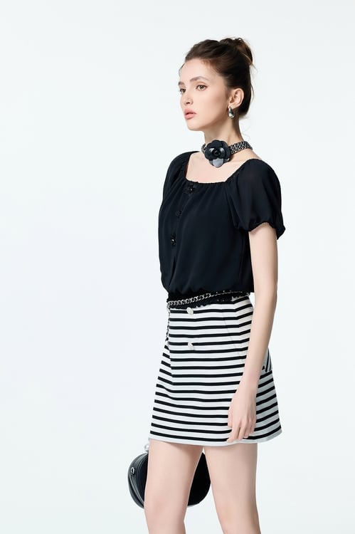 Floral Detail Chiffon Top,Chiffon