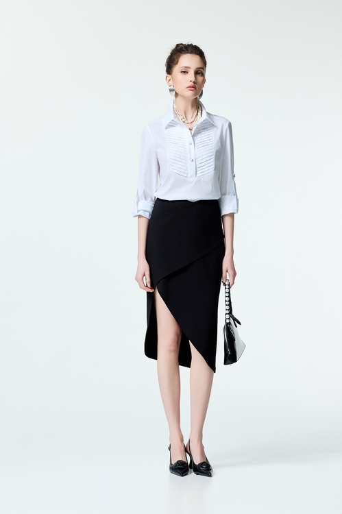 Front Pleated Detail Blouse,Back To Classic