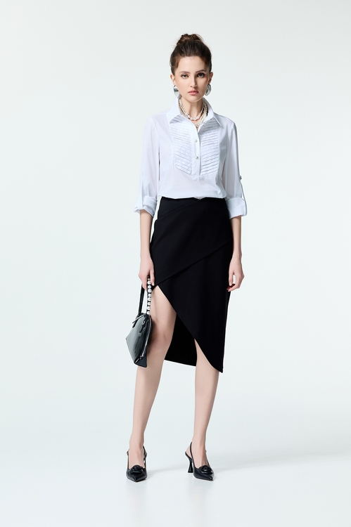 Front Pleated Detail Blouse,Back To Classic
