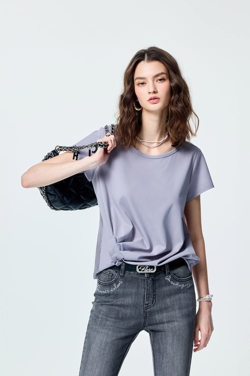 Gathered Pleated Detail Grey Top,Blouses