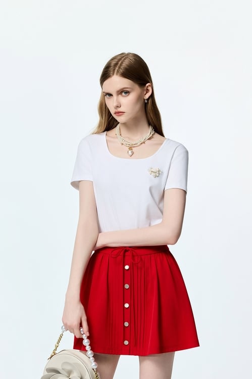 Stylish Back Detail Short Sleeve Tee,Cotton