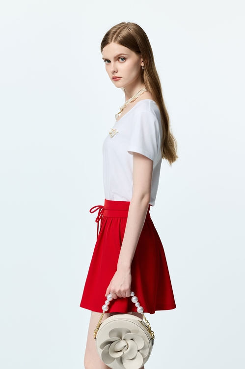 Stylish Back Detail Short Sleeve Tee,Cotton