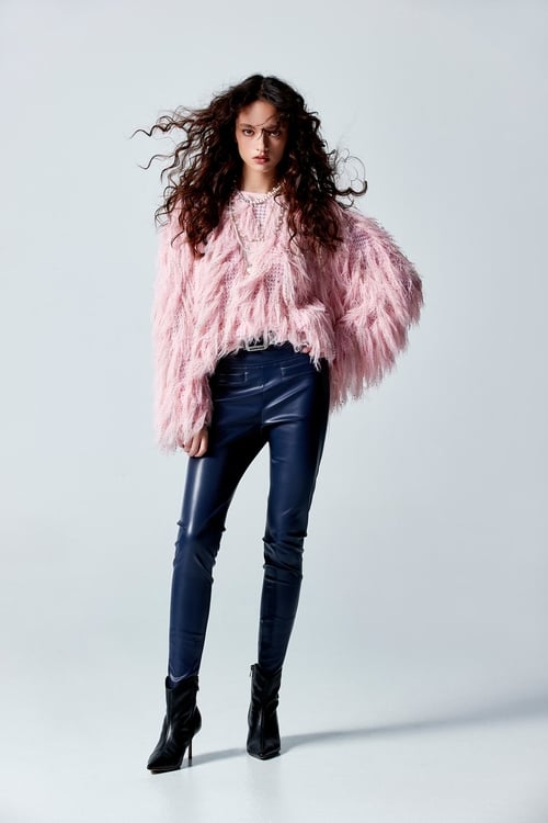 Pink Fringe Knit Top,,Pink Fringe Knit Top,Season (AW) Look,Midi skirts,Tops,Season (AW) Look,Knitted,Knitted tops