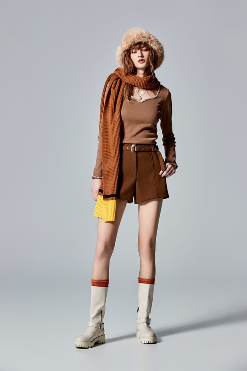 Long Sleeve Top With Contrast Trim,Under shirts