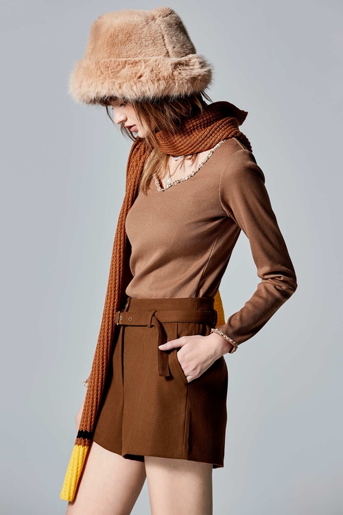 Long Sleeve Top With Contrast Trim,Under shirts