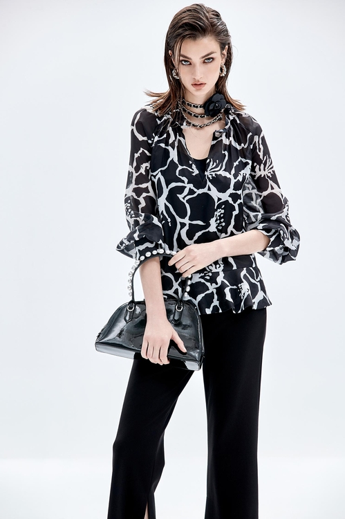 Floral Print Long Sleeve Top,Under shirts