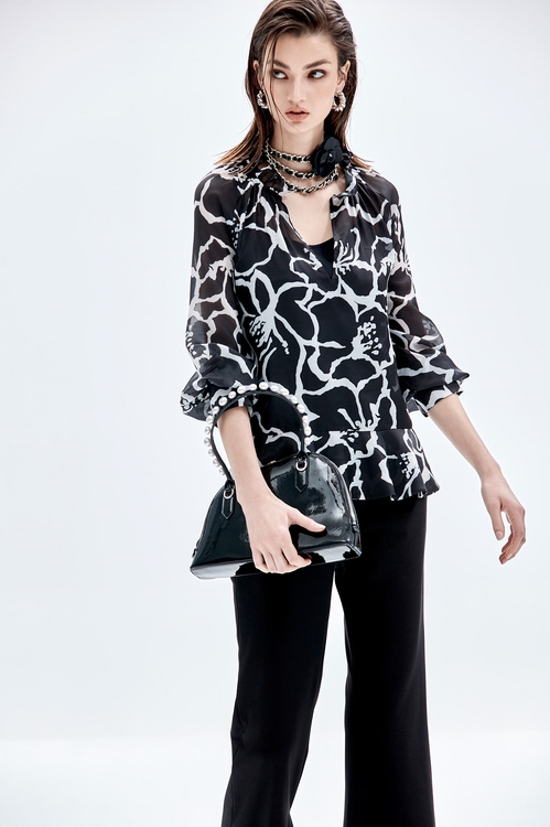 Floral Print Long Sleeve Top,Under shirts