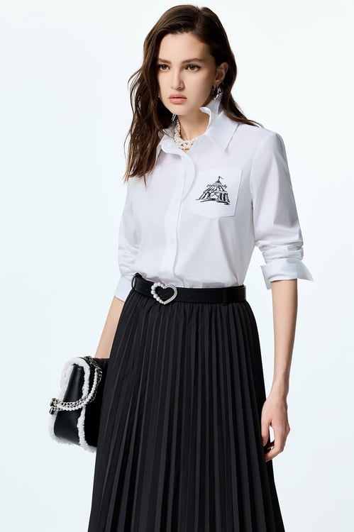 Double Collar Button Front Blouse,Blouses