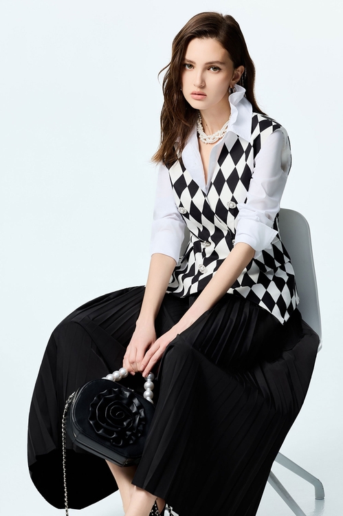 Double Collar Button Front Blouse,Blouses