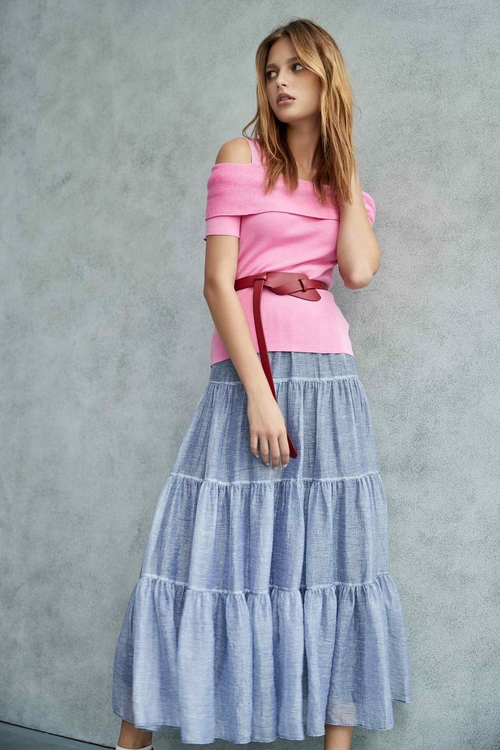 Cold Shoulder Knit Top,Rayon